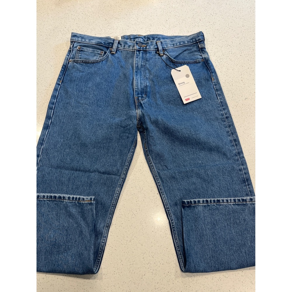 Levis Baggy Strong Jeans Mens 38x30 Blue Denim Durable Enhanced Fabric NEW